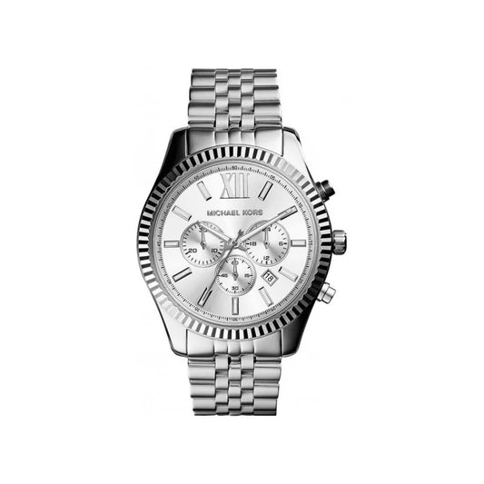 Men's Michael Kors Lexington Silver Chronograph Stainless Steel Watch MK8405