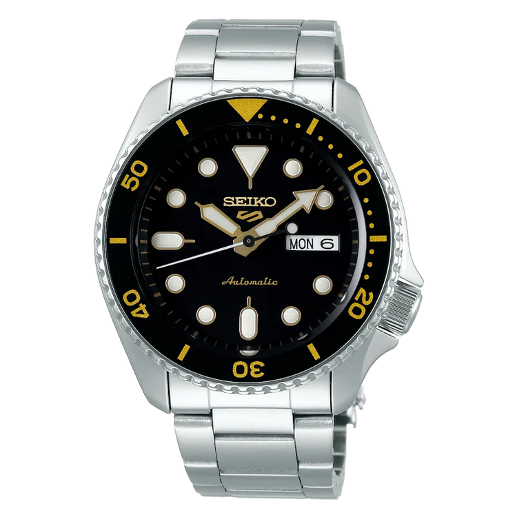 Men's Seiko 5 Sport Black Dial Stainless Steel Automatic Watch SRPD57K1