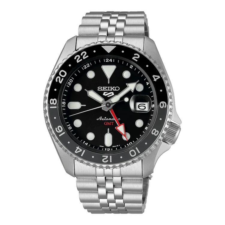 Men's Seiko 5 Sport SKX GMT Black Grape Dial Stainless Steel Automatic Watch SSK001K1