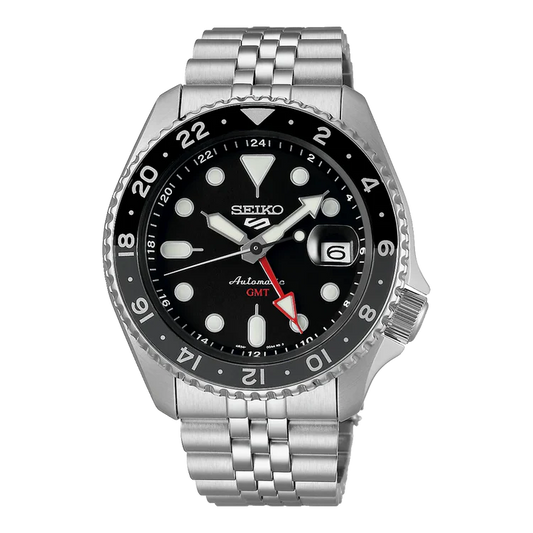 Men's Seiko 5 Sport SKX GMT Black Grape Dial Stainless Steel Automatic Watch SSK001K1