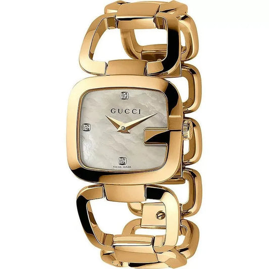 Ladies G-Gucci Diamond Mother Of Pearl Gucci Gold Bracelet Watch YA125513