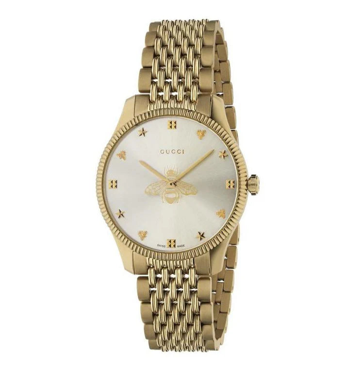 Ladies G-Timeless Gucci Yellow Gold PVD Case 36m Bee Dial Watch YA1264155
