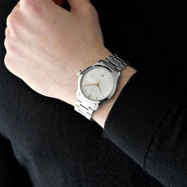 Men's Gucci G-Timeless Silver Stainless Steel G Shape Dial Watch YA126442