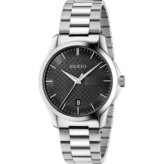 Men's G-Timeless Gucci Black Dial Stainless Steel Silver Strap Watch YA126457