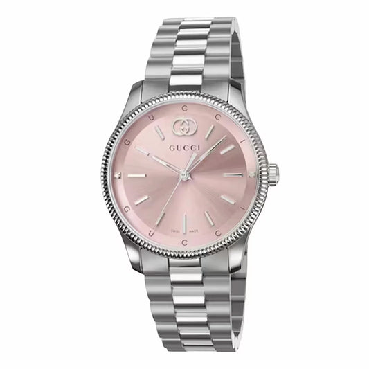 Ladies Gucci G-Timeles 29mm Pink Dial Stainless Steel Watch YA1265061