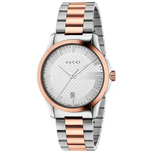 Ladies Gucci G-Timeless 27mm Rose Gold and Stainless Steel Watch YA126564