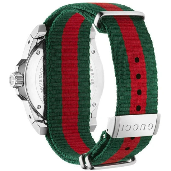 Men's Dive Gucci Black Dial Green & Red Nylon Strap Watch YA136206