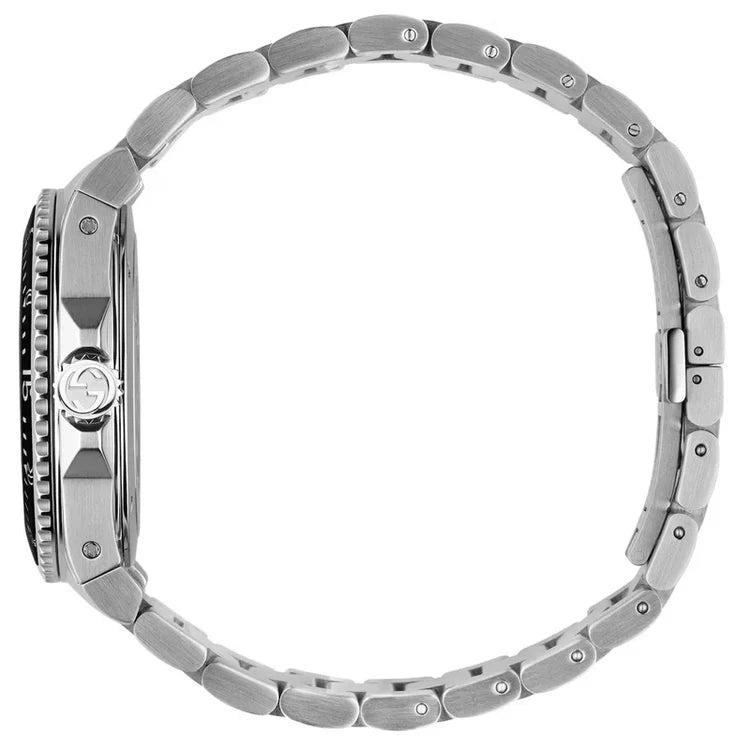Men's Gucci Dive 40mm Black Face Stainless Steel Watch YA136301