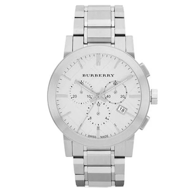 Men's Burberry The City Silver Chronograph Stainless Steel Watch BU9350