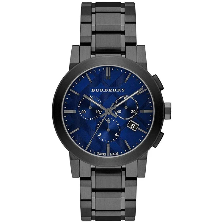 Men's Burberry Gunmetal Grey Stainless Steel Chronograph Watch BU9365