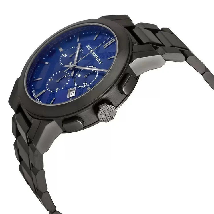 Men's Burberry Gunmetal Grey Stainless Steel Chronograph Watch BU9365