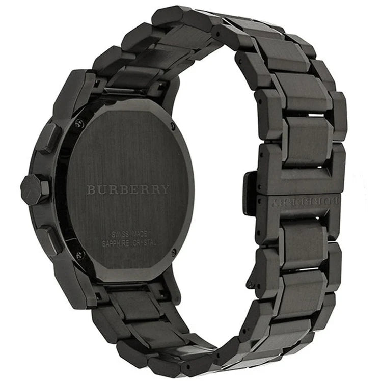 Men's Burberry Gunmetal Grey Stainless Steel Chronograph Watch BU9365